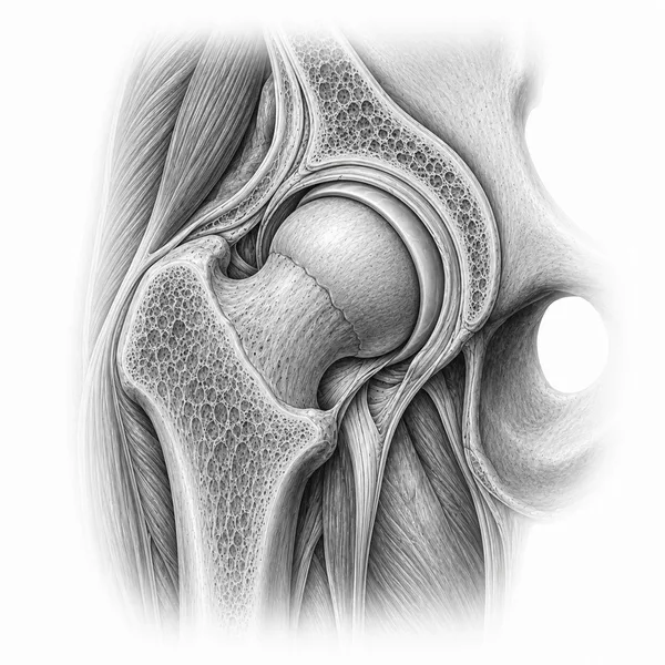 Anatomische Illustration: Hüfte