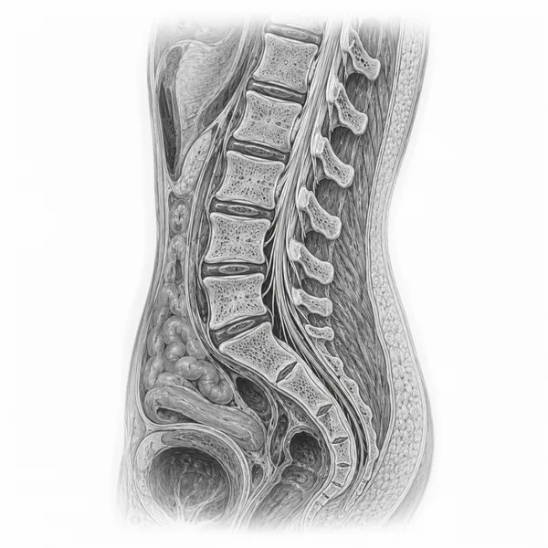 Anatomische Illustration: Lendenwirbelsäule (LWS)